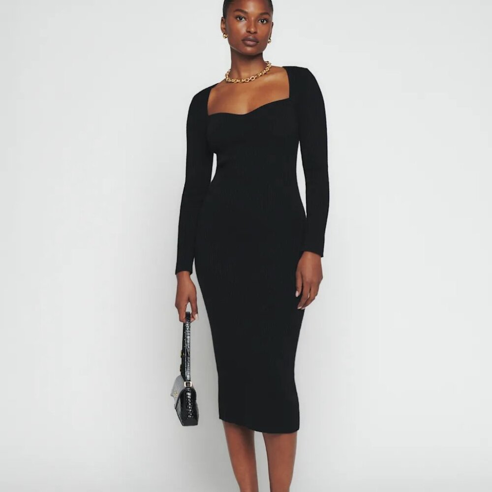 Reformation Tenore Cashmere Sweater Dress Black - Size XS
